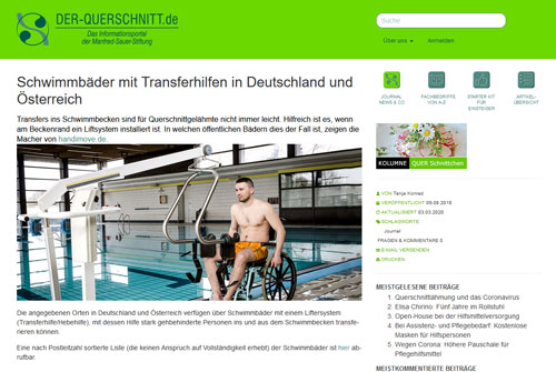 der querschnitt rollstuhl schwimmbadlift