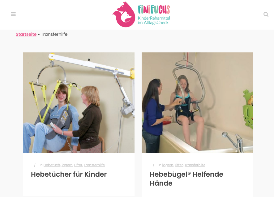 FiNiFuchs Online-Portal für Kinder Hilfsmittel