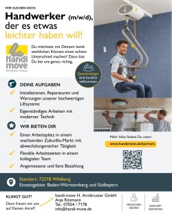 Stellenanzeige 72218 Wildberg: Handwerker (m/w/d), der es etwas leichter haben will.