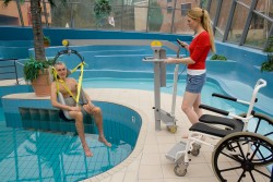 Der Schwimmbadlifter , Das Badehebetuch mit Kopfstütze , Klassische Standard-Einhängevorrichtung