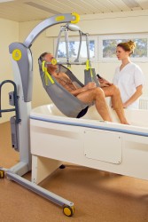 Mobile Lifter 2600 (Victor) ; Mobile Lifter mit Kippjoch 2610 (Victor) ; Standard-Hebetuch ; Das Kippjoch - Handi-Move Patientenlifter